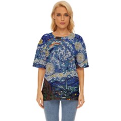 Mosaic Art Vincent Van Gogh s Starry Night Oversized Basic T-shirt