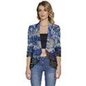 Mosaic Art Vincent Van Gogh s Starry Night Women s 3/4 Sleeve Ruffle Edge Open Front Jacket View1