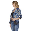 Mosaic Art Vincent Van Gogh s Starry Night Women s 3/4 Sleeve Ruffle Edge Open Front Jacket View2