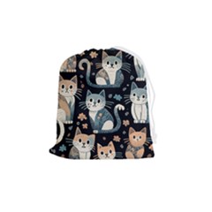 Cats Pattern Drawstring Pouch (medium) by Valentinaart