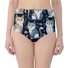 Cats Pattern Classic High-waist Bikini Bottoms by Valentinaart