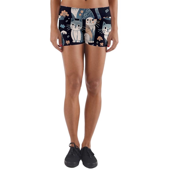 Cats pattern Yoga Shorts