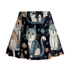 Cats Pattern Mini Flare Skirt by Valentinaart