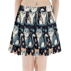 Cats Pattern Pleated Mini Skirt by Valentinaart