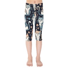 Cats Pattern Kids  Capri Leggings  by Valentinaart