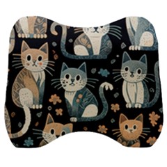 Cats Pattern Velour Head Support Cushion by Valentinaart