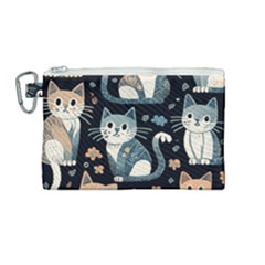 Cats Pattern Canvas Cosmetic Bag (medium) by Valentinaart