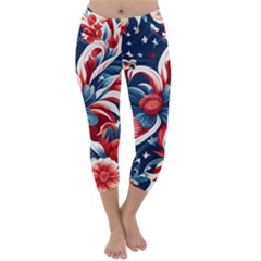 America Pattern Capri Winter Leggings  by Valentinaart