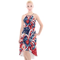 America Pattern High-low Halter Chiffon Dress  by Valentinaart