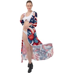 America Pattern Maxi Chiffon Beach Wrap by Valentinaart