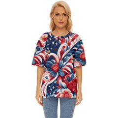 America Pattern Oversized Basic T-shirt by Valentinaart