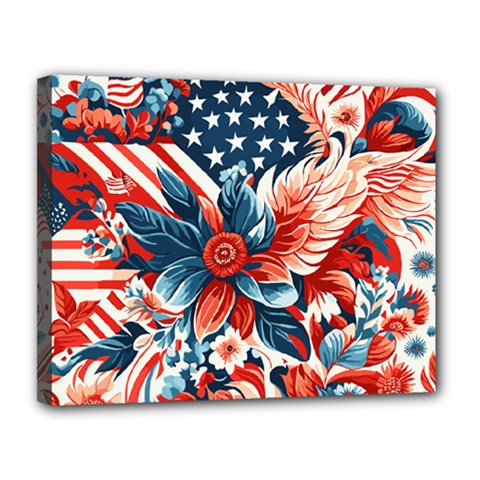 America Pattern Canvas 14  X 11  (stretched) by Valentinaart