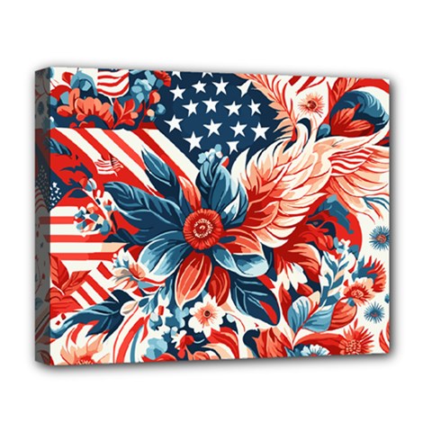 America Pattern Deluxe Canvas 20  X 16  (stretched) by Valentinaart