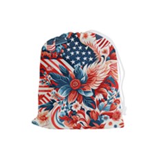 America Pattern Drawstring Pouch (large) by Valentinaart