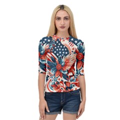 America pattern Quarter Sleeve Raglan T-Shirt