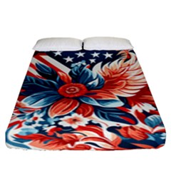 America Pattern Fitted Sheet (king Size) by Valentinaart