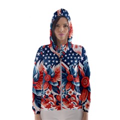 America Pattern Women s Hooded Windbreaker by Valentinaart