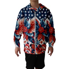 America Pattern Kids  Hooded Windbreaker