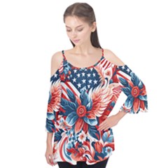 America pattern Flutter Sleeve T-Shirt 