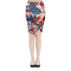 America pattern Midi Wrap Pencil Skirt