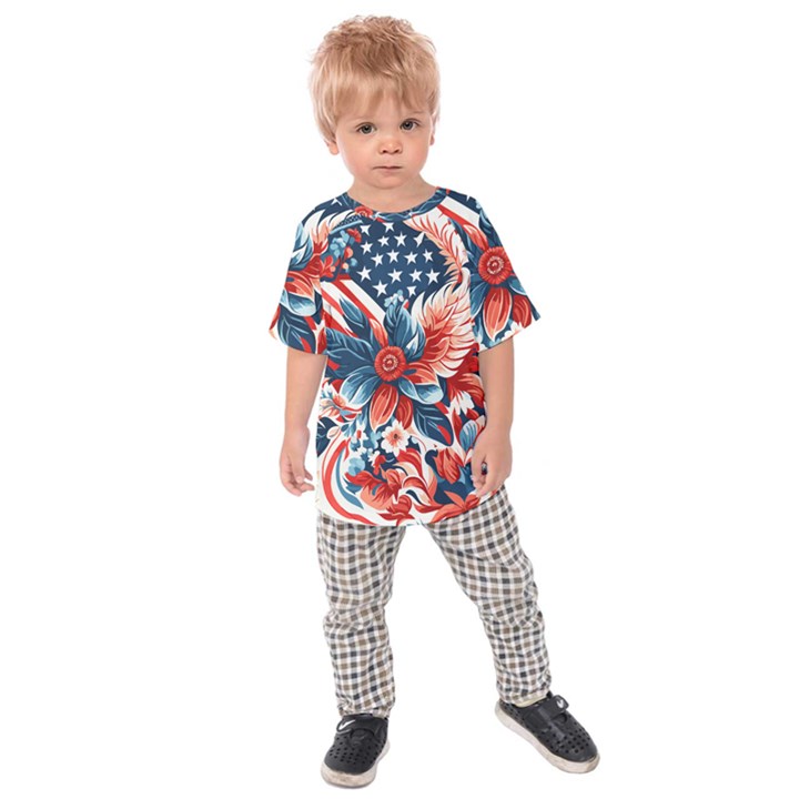 America pattern Kids  Raglan T-Shirt