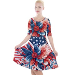 America Pattern Quarter Sleeve A-line Dress by Valentinaart