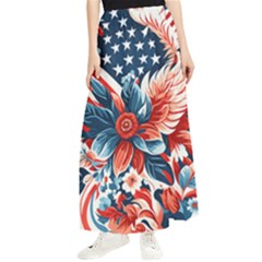 America pattern Maxi Chiffon Skirt