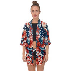 America Pattern Open Front Chiffon Kimono by Valentinaart