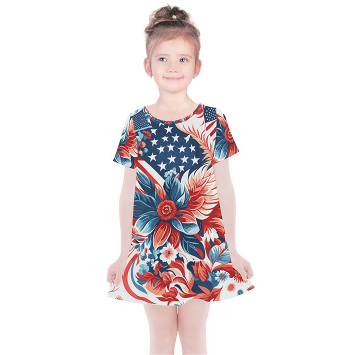 America pattern Kids  Simple Cotton Dress