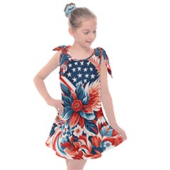 America pattern Kids  Tie Up Tunic Dress