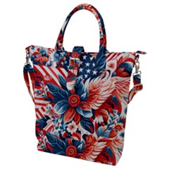 America pattern Buckle Top Tote Bag