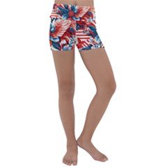 America pattern Kids  Lightweight Velour Yoga Shorts