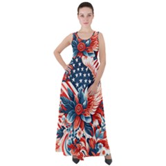 America pattern Empire Waist Velour Maxi Dress