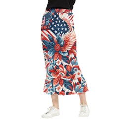 America pattern Maxi Fishtail Chiffon Skirt