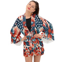 America pattern Long Sleeve Kimono