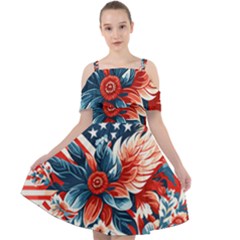 America pattern Cut Out Shoulders Chiffon Dress