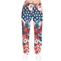 America pattern Women Velvet Drawstring Pants