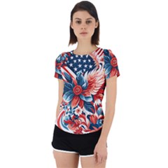 America pattern Back Cut Out Sport T-Shirt