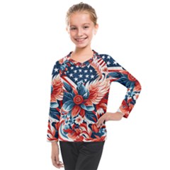 America pattern Kids  Long Mesh T-Shirt