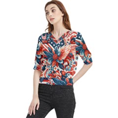 America pattern Quarter Sleeve Blouse