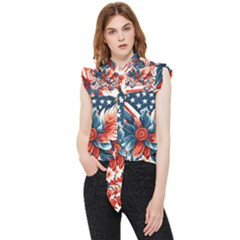 America pattern Frill Detail Shirt