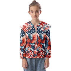 America pattern Kids  Peter Pan Collar Blouse