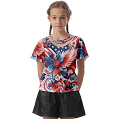 America pattern Kids  Front Cut T-Shirt