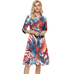 America pattern Classy Knee Length Dress