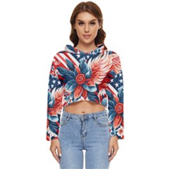 America pattern Women s Lightweight Cropped Hoodie