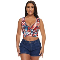 America pattern Women s Sleeveless Wrap Top