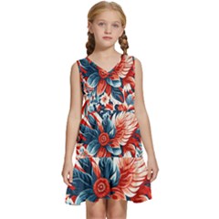 America pattern Kids  Sleeveless Tiered Mini Dress