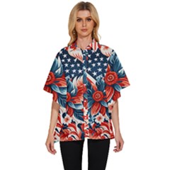 America pattern Women s Batwing Button Up Shirt