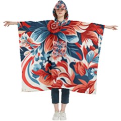 America pattern Women s Hooded Rain Ponchos