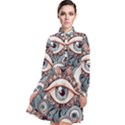 Eyes pattern Long Sleeve Chiffon Shirt Dress View1